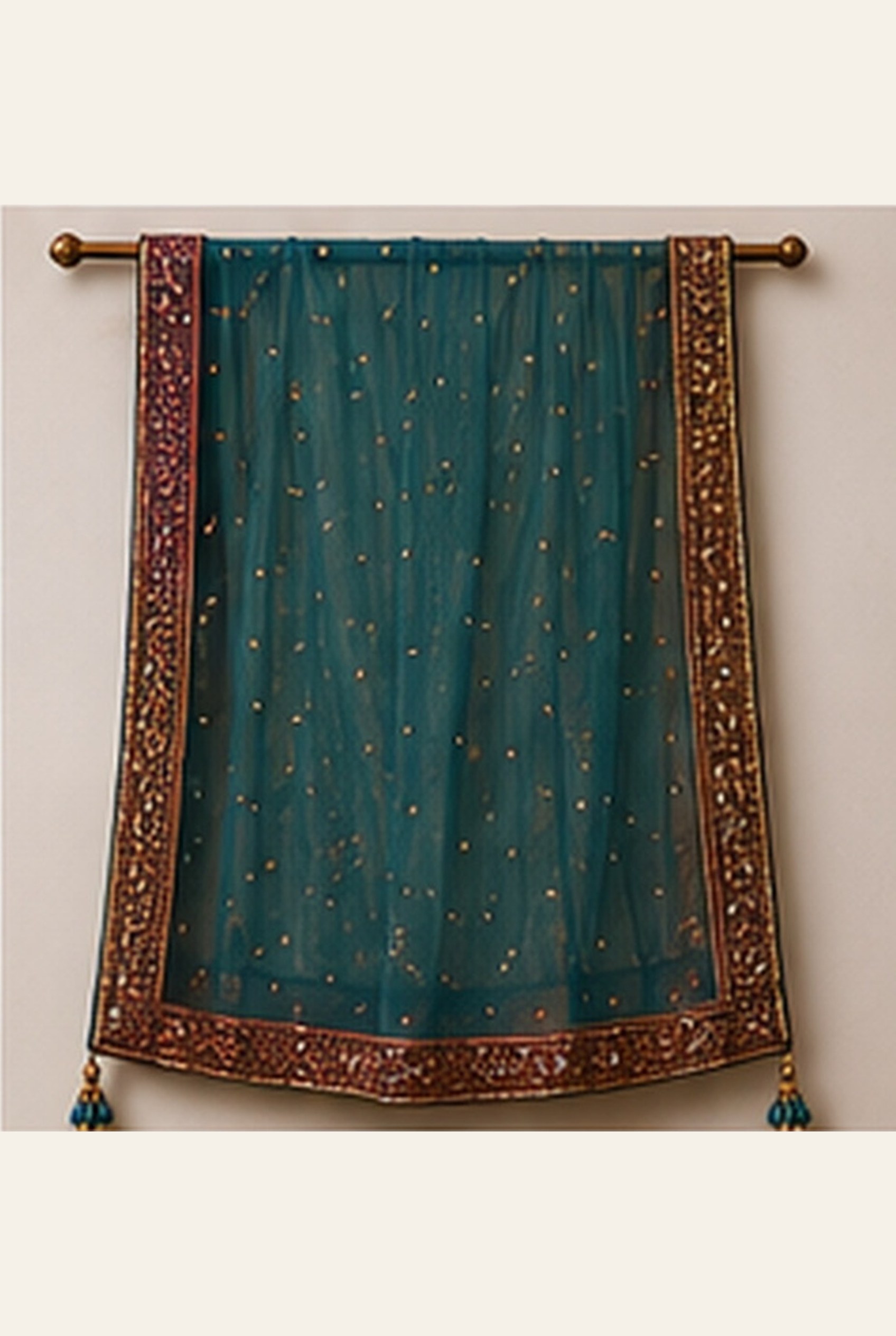 Peacock Teal & Wine Lehenga, view 7