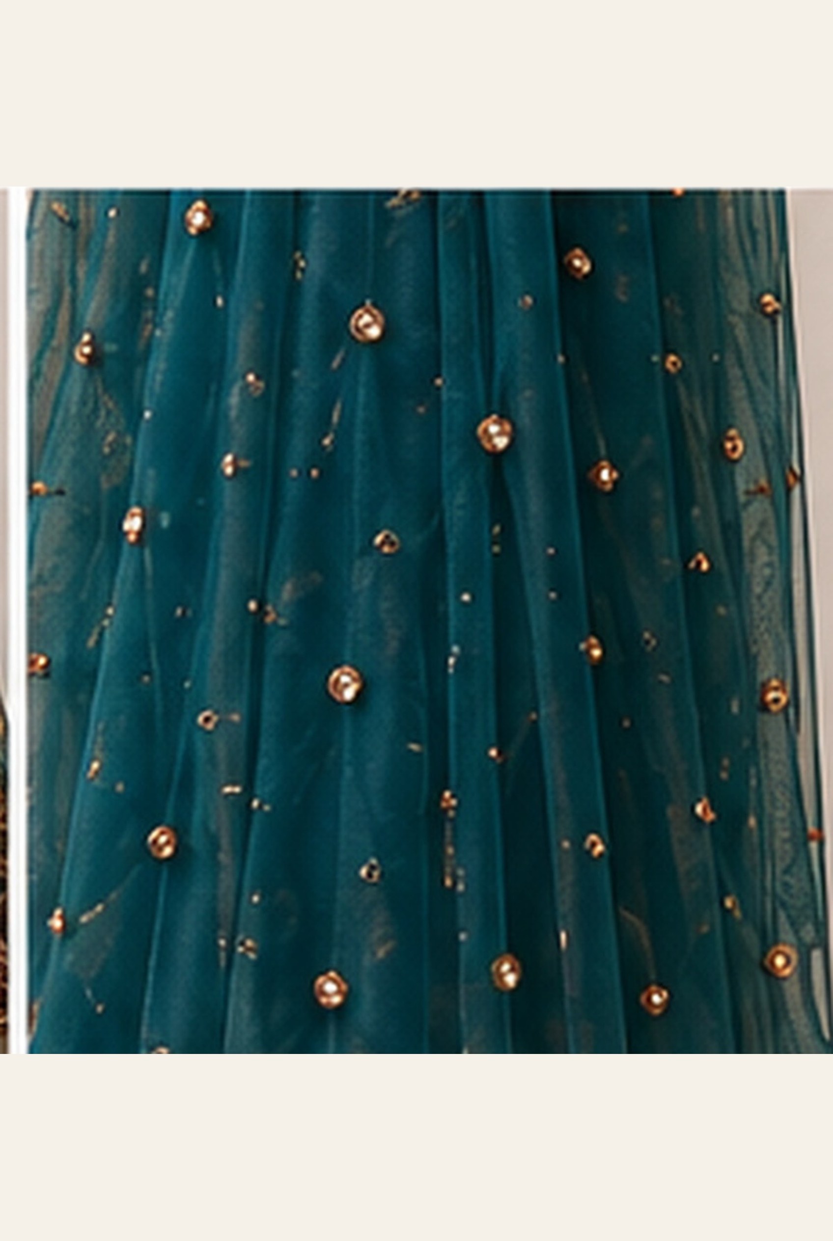 Peacock Teal & Wine Lehenga, view 10