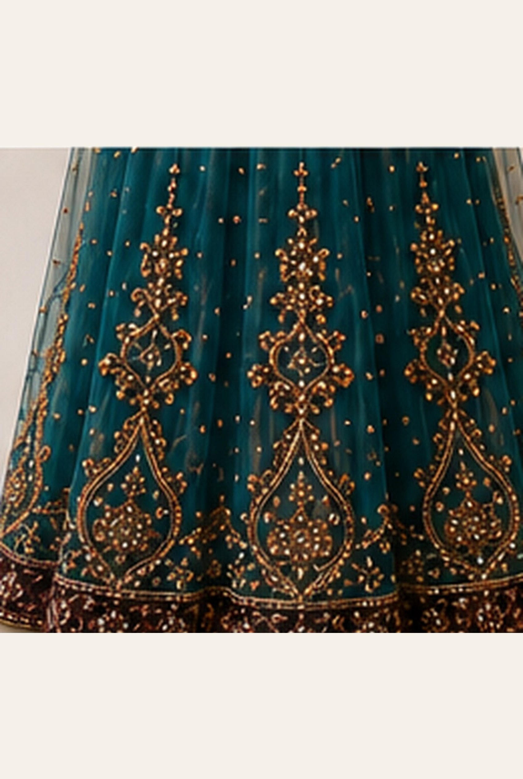 Peacock Teal & Wine Lehenga, view 9