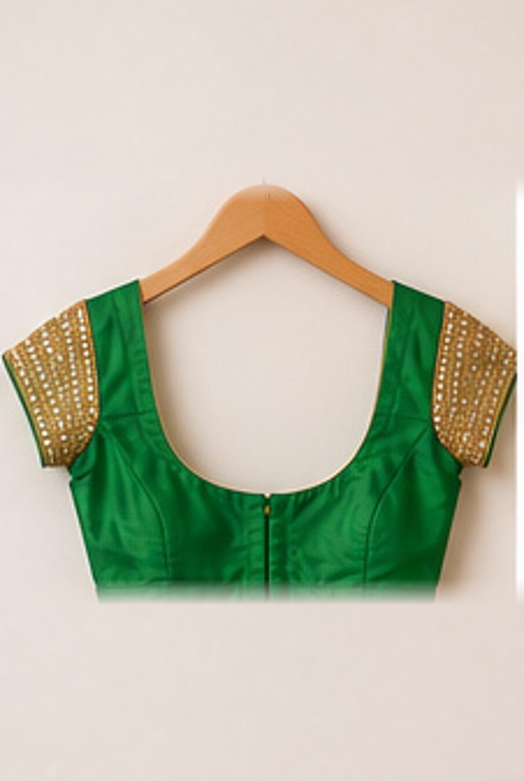 Emerald Green Embellished Saree Set, view 5