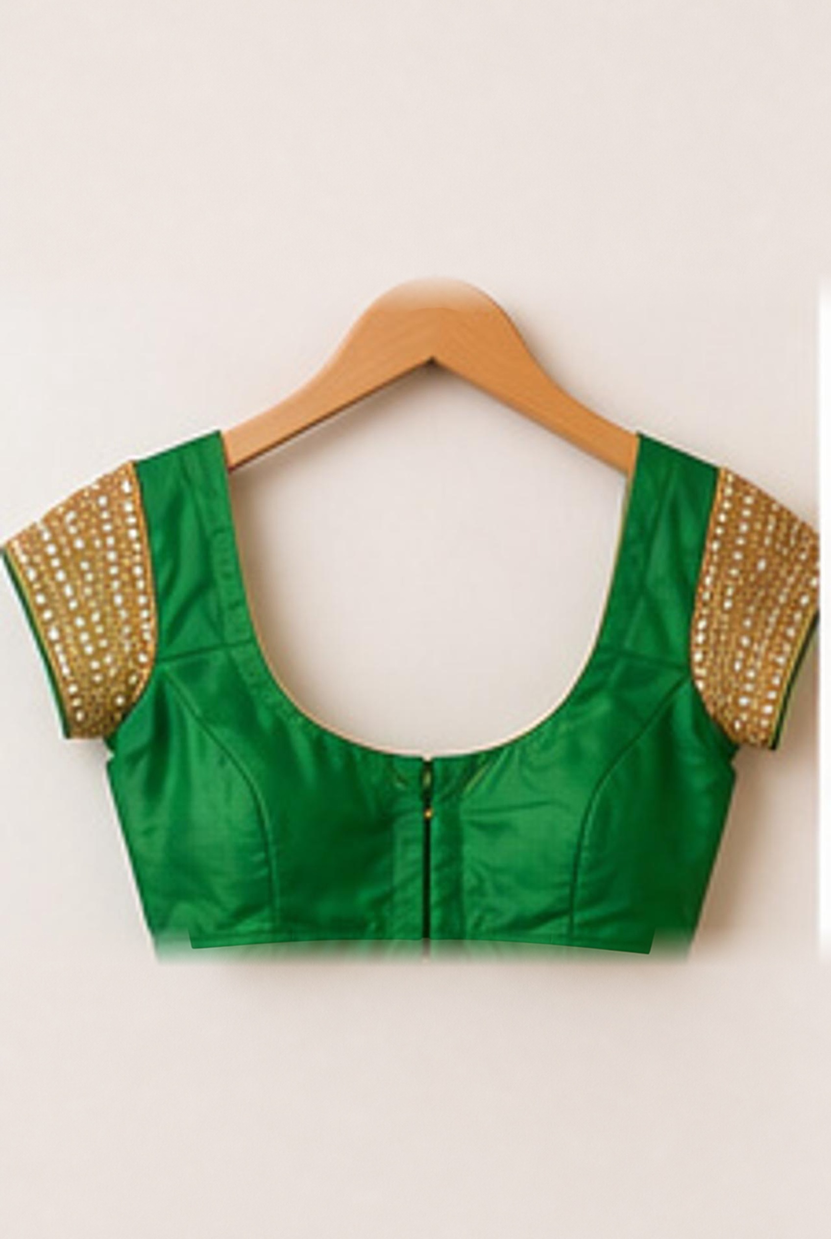 Emerald Green Embellished Saree Set, view 4