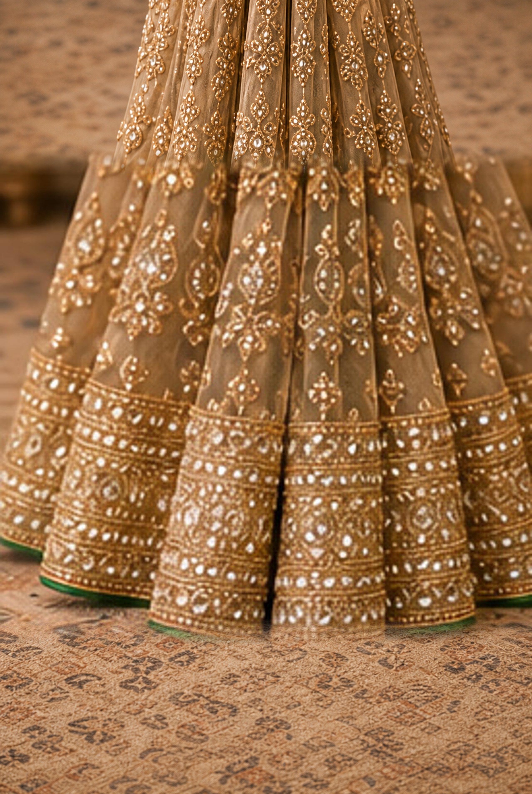 Emerald Green Embellished Saree Set, view 8